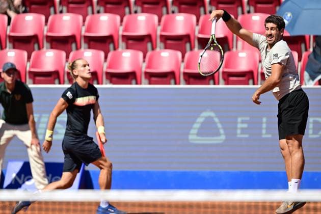 BASTAD, SWEDEN 20240721 Brazils Rafael Matos and Orlando Luz during Sundays mens doubles final against Frances Manuel Guinard and Gregoire Jacq in the Nordea Open in Bastad BASTAD SWEDEN x9200x  Copyright: xBjörnxLarssonxRosvall TTx NORDEA OPEN BASTAD FINAL