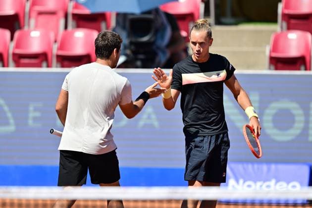 BASTAD, SWEDEN 20240721 Brazils Orlando Luz and Rafael Matos during Sundays mens doubles final against Frances Manuel Guinard and Gregoire Jacq in the Nordea Open in Bastad BASTAD SWEDEN x9200x  Copyright: xBjörnxLarssonxRosvall TTx NORDEA OPEN BASTAD FINAL