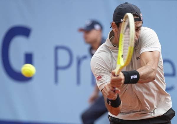 International Tennis match - EFG Swiss Open Gstaad Gstaad Switzerland, 07 21 2024: Matteo Berrettini (ITA) in final against Quentin Halys (FRA) during EFG Swiss Open. during EFG Swiss Open Gstaad, International Tennis match in Gstaad, Switzerland, July 21 2024 Gstaad Switzerland  Copyright: xIPAxSport ABACAx