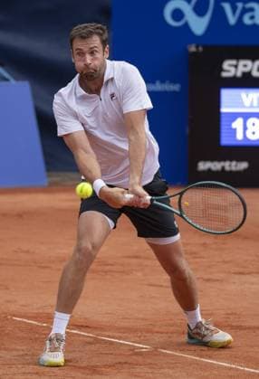 International Tennis match - EFG Swiss Open Gstaad Gstaad Switzerland, 07 21 2024: Quentin Halys (FRA) in final against Matteo Berrettini (ITA) during EFG Swiss Open. during EFG Swiss Open Gstaad, International Tennis match in Gstaad, Switzerland, July 21 2024 Gstaad Switzerland  Copyright: xIPAxSport ABACAx