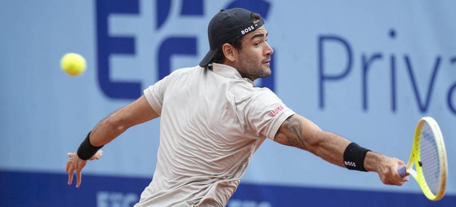 International Tennis match - EFG Swiss Open Gstaad Gstaad Switzerland, 07 21 2024: Matteo Berrettini (ITA) in final against Quentin Halys (FRA) during EFG Swiss Open. during EFG Swiss Open Gstaad, International Tennis match in Gstaad, Switzerland, July 21 2024 Gstaad Switzerland  Copyright: xIPAxSport ABACAx