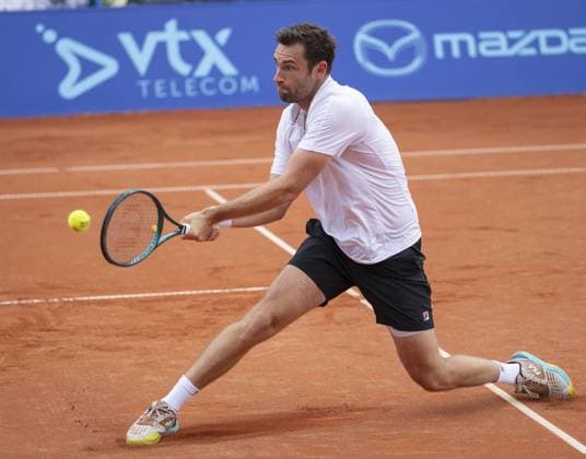 International Tennis match - EFG Swiss Open Gstaad Gstaad Switzerland, 07 21 2024: Quentin Halys (FRA) in final against Matteo Berrettini (ITA) during EFG Swiss Open. during EFG Swiss Open Gstaad, International Tennis match in Gstaad, Switzerland, July 21 2024 Gstaad Switzerland  Copyright: xIPAxSport ABACAx
