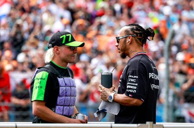 77 Valtteri Bottas FIN, Stake F1 Team Kick Sauber , 44 Lewis Hamilton GBR, Mercedes AMG Petronas F1 Team , F1 Grand Prix of Hungary at Hungaroring on July 21, 2024 in Budapest, Hungary Photo by HOCH ZWEI Budapest Hungary