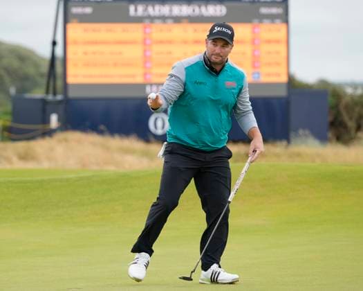 21st July 2024; Royal Troon Golf Club, Troon, South Ayrshire, Scotland; The Open Championship Final Round; Ryan Fox gestures after making a par on the 13th hole  ActionPlus12670697 StevenxFlynn