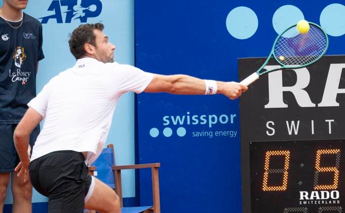 July 21, 2024, Gstaad, Bern, Switzerland: Gstaad Switzerland, 07 21 2024: QUENTIN HALYS of France during final of EFG Swiss Open Gstaad ATP, Tennis Herren 250, EFG Swiss Open Gstaad-ATP 250 took place at Roy Emerson Arena in Gstaad, which is located in the famous ski resort of Gstaad and which is located in the Bernese Oberland. MATTEO BERRETTINI won 6-3, 6-1 and wins the tournament Gstaad Switzerland - ZUMAd206 20240721_zip_d206_033 Copyright: xEricxDubostx