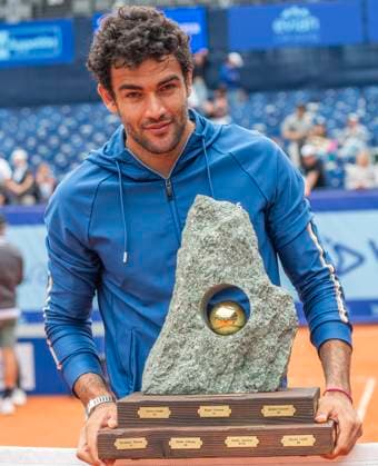 July 21, 2024, Gstaad, Bern, Switzerland: Gstaad Switzerland, 07 21 2024: MATTEO BERRETTINI of Italy celebrates his victory and winning the tournament during the awards ceremony of EFG Swiss Open Gstaad ATP, Tennis Herren 250 , EFG Swiss Open Gstaad-ATP 250 took place at Roy Emerson Arena in Gstaad, which is located in the famous ski resort of Gstaad and which is located in the Bernese Oberland. MATTEO BERRETTINI won 6-3, 6-1 and wins the tournament. Gstaad Switzerland - ZUMAd206 20240721_zip_d206_038 Copyright: xEricxDubostx