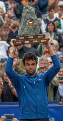 July 21, 2024, Gstaad, Bern, Switzerland: Gstaad Switzerland, 07 21 2024: MATTEO BERRETTINI of Italy celebrates his victory and winning the tournament during the awards ceremony of EFG Swiss Open Gstaad ATP, Tennis Herren 250 , EFG Swiss Open Gstaad-ATP 250 took place at Roy Emerson Arena in Gstaad, which is located in the famous ski resort of Gstaad and which is located in the Bernese Oberland. MATTEO BERRETTINI won 6-3, 6-1 and wins the tournament. Gstaad Switzerland - ZUMAd206 20240721_zip_d206_040 Copyright: xEricxDubostx