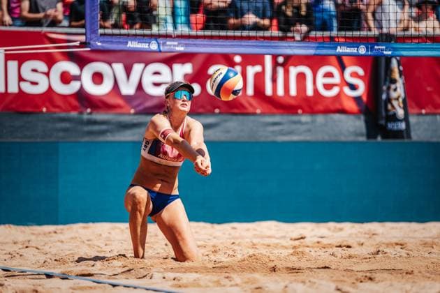 Beach volleyball men German Beach Tour 2024 Tourstop Munich 21 07 2024 Lea Kunst at the acceptance Munich Central University Sports Beach Bavaria Germany