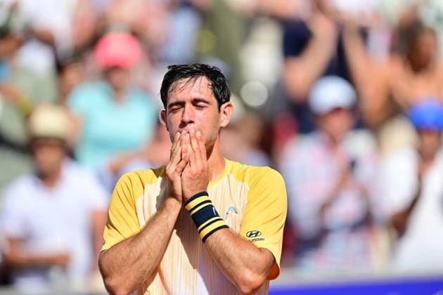 BASTAD 20240721 Portugals Nuno Borges celebrates after winning Sundays mens singles final against Spains Rafael Nadal at the Nordea Open in Bastad BASTAD SWEDEN x9200x  Copyright: xBjörnxLarssonxRosvall TTx NORDEA OPEN BASTAD FINAL