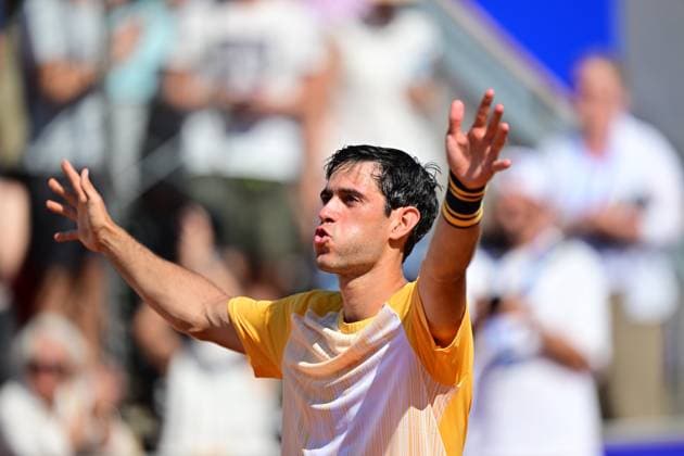 Portugal s Nuno Borges celebrates after winning during Sunday s men s singles final against Spain s Rafael Nadal in the Nordea Open in Bastad, Sweden on july 21, 2024 BASTAD SWEDEN x9200x  Copyright: xBjörnxLarssonxRosvall TTx SWEDEN TENNIS BASTAD OPEN