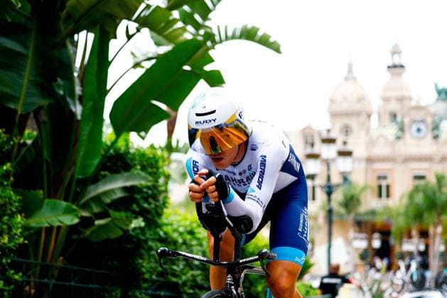 Tour de France 2024 - Stage 21 NICE, FRANCE - JULY 21 : Arndt Nikias (GER) of Bahrain - Victorius during stage 21 of the 111th edition of the Tour de France 2024 cycling race, a individual time trial stage of 33,7 kms with start in Monaco and finish in Nice on July 21, 2024 in Nice, France, 21 07 2024  Copyright: xJanxDexMeuleneirx