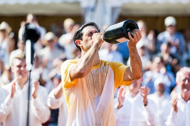 240721 Nuno Borges of Portugal celebrates after the men™s single final against Rafael Nadal of Spain during Nordea Open day 7 on July 21, 2024 in Bastad Photo Niclas Jönsson BILDBYRAN COP 273 NO0291 tennis svenska öppna swedish open bbeng jubel  Copyright: NICLASxJÖNSSON BB240721NO109
