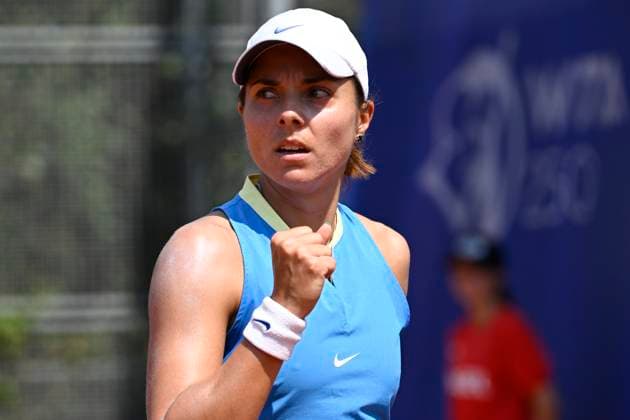 Viktoriya Tomova of Bulgaria (pictured) in action during the WTA, Tennis Damen women s tennis tournament Livesport Prague Open 2024 match against Renata Jamrichova of Slovakia in Prague, Czech Republic, July 21, 2024. (CTKxPhoto MichalxKamaryt) CTKPhotoP2024072103308  CTKPhotoP2024072103308
