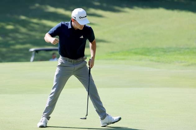 GOLF - EURAM Bank Open 2024 RAMSAU,AUSTRIA,21.JUL.24 - GOLF - Challenge Tour, EURAM Bank Open, GC Adamstal. Image shows the rejoicing of Frank Kennedy (GBR).  GEPAxpictures xHansxOberlaender