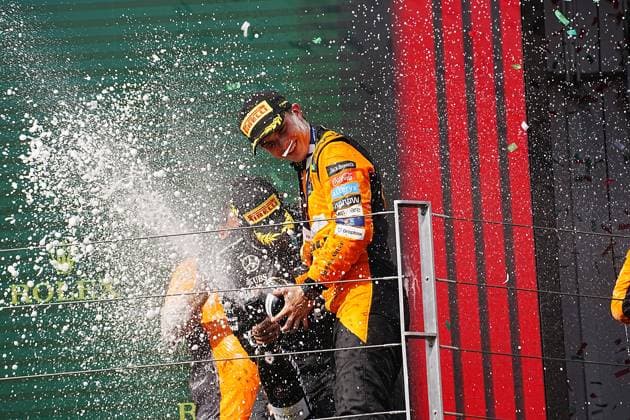 FORMULA 1 HUNGARIAN GRAND PRIX 2024 21 07 2024, Hungaroring, Budapest, FORMULA 1 HUNGARIAN GRAND PRIX 2024 , in the picture winner Oscar Piastri AUS , McLaren F1 Team, 2nd place for Lando Norris GBR , 3rd place for Lewis Hamilton GBR , Mercedes AMG Petronas Formula One Team nordphotoxGmbHx xBratic nph00250