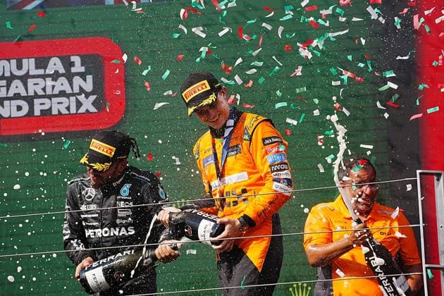 21 07 2024, Hungaroring, Budapest, FORMULA 1 HUNGARIAN GRAND PRIX 2024 , in the picture winner Oscar Piastri AUS , McLaren F1 Team, 2nd place for Lando Norris GBR , 3rd place for Lewis Hamilton GBR , Mercedes AMG Petronas Formula One Team Defodi 506 20240721 hbr 6967 Defodi-506