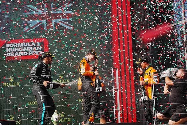 21 07 2024, Hungaroring, Budapest, FORMULA 1 HUNGARIAN GRAND PRIX 2024 , in the picture winner Oscar Piastri AUS , McLaren F1 Team, 2nd place for Lando Norris GBR , 3rd place for Lewis Hamilton GBR , Mercedes AMG Petronas Formula One Team Defodi 506 20240721 hbr 6994 Defodi-506