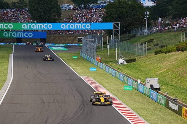 FORMULA 1 HUNGARIAN GRAND PRIX 2024 21 07 2024, Hungaroring, Budapest, FORMULA 1 HUNGARIAN GRAND PRIX 2024 , in the picture Oscar Piastri AUS , McLaren F1 Team, Max Verstappen NLD , Oracle Red Bull Racing, Lando Norris GBR nordphotoxGmbHx xBratic nph00250