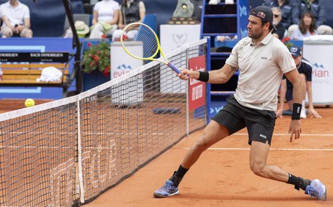 International Tennis match - EFG Swiss Open Gstaad Gstaad Switzerland, 07 21 2024: Matteo Berrettini (ITA) in final against Quentin Halys (FRA) during EFG Swiss Open. during EFG Swiss Open Gstaad, International Tennis match in Gstaad, Switzerland, July 21 2024 Gstaad Switzerland  Copyright: xIPAxSport ABACAx