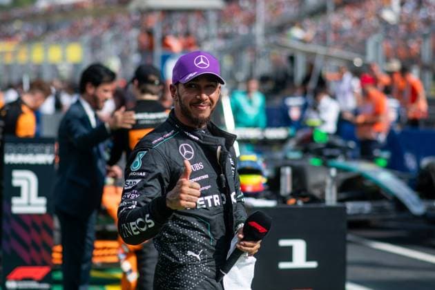 Lewis Hamilton Mercedes AMG Petronas Formula One Team, Great Britain, 44 celebrates 3rd place on the podium at Parc Ferme, HUN, Formula 1 World Championship, Hungarian Grand Prix, Hungaroring, Race, 21 07 2024 HUN, Formula 1 World Championship, Hungarian Grand Prix, Hungaroring, Race, 21 07 2024 Mogyorod Copyright: xEibner-Pressefoto Memmlerx EP_MMR