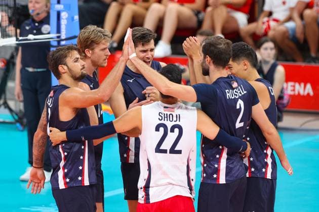 GDANSK 21.07.2024 PRZEDOLIMPIJSKI TURNIEJ TOWARZYSKI SIATKARZY POLSKA - USA --- PRE-OLYMPIC MENS VOLLEYBALL FRIENDLY TOURNAMENT IN GDANSK: POLAND - USA TOREY DEFALCO MAXWELL HOILT MATTHEW ANDERSON FOT. ANNA KLEPACZKO FOTOPYK NEWSPIX.PL --- Newspix.pl POLAND OUT!  240721LUM135