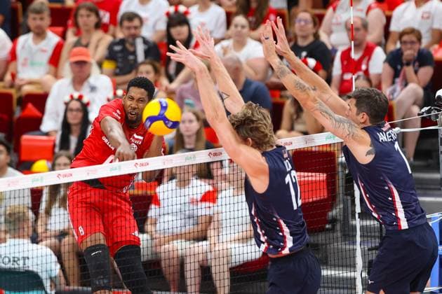 GDANSK 21.07.2024 PRZEDOLIMPIJSKI TURNIEJ TOWARZYSKI SIATKARZY POLSKA - USA --- PRE-OLYMPIC MENS VOLLEYBALL FRIENDLY TOURNAMENT IN GDANSK: POLAND - USA WILFREDO LEON VENERO FOT. ANNA KLEPACZKO FOTOPYK NEWSPIX.PL --- Newspix.pl POLAND OUT!  240721LUM136