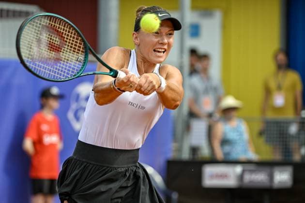 Russian tennis player Oksana Selekhmeteva in action during the WTA, Tennis Damen women s tennis tournament Livesport Prague Open 2024 match against Barbora Palicova from Czechia, in Prague, Czech Republic, on July 22, 2024. (CTKxPhoto VitxSimanek) CTKPhotoP2024072202248  CTKPhotoP2024072202248