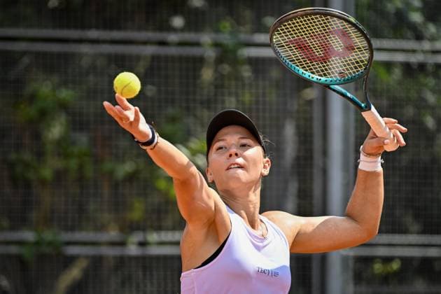 Russian tennis player Oksana Selekhmeteva in action during the WTA, Tennis Damen women s tennis tournament Livesport Prague Open 2024 match against Barbora Palicova from Czechia, in Prague, Czech Republic, on July 22, 2024. (CTKxPhoto VitxSimanek) CTKPhotoP2024072202633  CTKPhotoP2024072202633