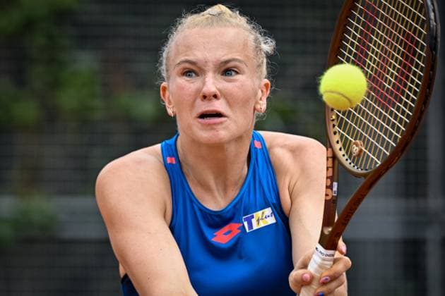 Czech tennis player Katerina Siniakova in action during the WTA, Tennis Damen women s tennis tournament Livesport Prague Open 2024 match against Louisa Chirico from USA, in Prague, Czech Republic, on July 22, 2024. (CTKxPhoto VitxSimanek) CTKPhotoP2024072203024  CTKPhotoP2024072203024