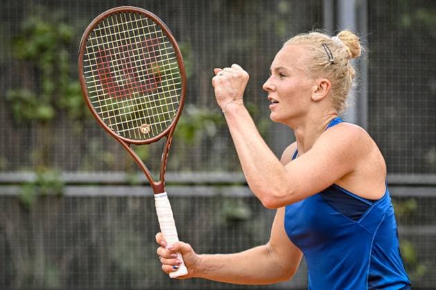Czech tennis player Katerina Siniakova celebrates her victory after match against Louisa Chirico from USA during the WTA, Tennis Damen women s tennis tournament Livesport Prague Open 2024, in Prague, Czech Republic, on July 22, 2024. (CTKxPhoto VitxSimanek) CTKPhotoP2024072203817  CTKPhotoP2024072203817