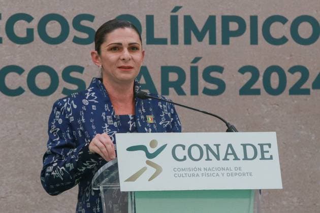 Ana Gabriela Guevara press conference, PK, Pressekonferenz Heading to the Paris 2024 Olympic Games, Olympische Spiele, Olympia, OS Ana Gabriela Guevara, general director of the National Commission for Physical Culture and Sports (CONADE), speaking during a press conference heading to the Paris 2024 Olympic and Paralympic Games, at the facilities of CONADE. on July 22, 2024 in Mexico City, Mexico. (Photo by Jose Luis Torales Eyepix Group) Mexico City CDMX Mexico Copyright: xJosexLuisxToralesx