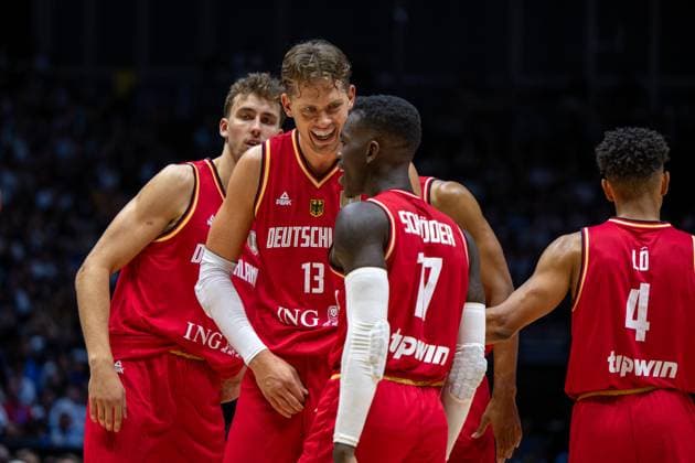 Basketball London 22 07 2024 Test Match Friendly Match Men, Men USA Basketball Showcase United States of America USA Germany GER Moritz Wagner Germany, No 13 Dennis Schröder Schroeder Germany, No 17 Schröder Schroder