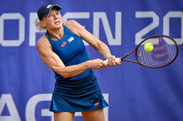 Czech tennis player Katerina Siniakova in action during the WTA, Tennis Damen women s tennis tournament Livesport Prague Open 2024 match against Laura Samson from Czechia, in Prague, Czech Republic, on July 23, 2024. (CTKxPhoto VitxSimanek) CTKPhotoP2024072305437  CTKPhotoP2024072305437
