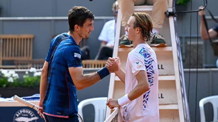 TENNIS - ATP, Tennis Herren Generali Open 2024 KITZBUEHEL,AUSTRIA,23.JUL.24 - TENNIS - ATP World Tour, Generali Open. Image shows Sebastian Ofner (AUT) and Lukas Neumayer (AUT).  GEPAxpictures xDanielxSchoenherr