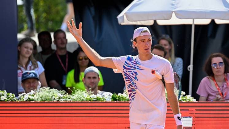 TENNIS - ATP, Tennis Herren Generali Open 2024 KITZBUEHEL,AUSTRIA,23.JUL.24 - TENNIS - ATP World Tour, Generali Open. Image shows the rejoicing of Lukas Neumayer (AUT).  GEPAxpictures xDanielxSchoenherr