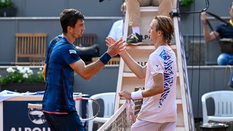 TENNIS - ATP, Tennis Herren Generali Open 2024 KITZBUEHEL,AUSTRIA,23.JUL.24 - TENNIS - ATP World Tour, Generali Open. Image shows Sebastian Ofner (AUT) and Lukas Neumayer (AUT).  GEPAxpictures xDanielxSchoenherr