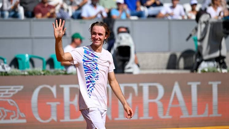 TENNIS - ATP, Tennis Herren Generali Open 2024 KITZBUEHEL,AUSTRIA,23.JUL.24 - TENNIS - ATP World Tour, Generali Open. Image shows the rejoicing of Lukas Neumayer (AUT).  GEPAxpictures xDanielxSchoenherr