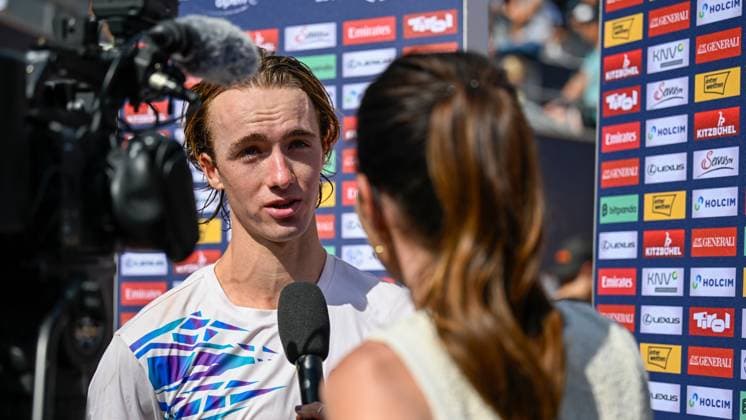 TENNIS - ATP, Tennis Herren Generali Open 2024 KITZBUEHEL,AUSTRIA,23.JUL.24 - TENNIS - ATP World Tour, Generali Open. Image shows Lukas Neumayer (AUT) during an interview.  GEPAxpictures xDanielxSchoenherr