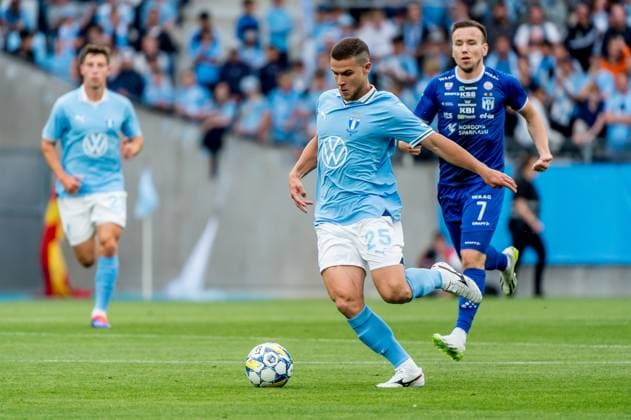 240723 Gabriel Busanello of Malmö FF during the UEFA Champions League football match between Malmö FF and Klaksvik on July 23, 2024 in Malmö Photo Christian Örnberg BILDBYRAN COP 166 CO0443 fotboll football soccer fotball champions league malmö ff klaksvik bbeng q2  Copyright: CHRISTIANxÖRNBERG BB240723CO023