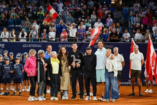 TENNIS - ATP, Tennis Herren Generali Open 2024 KITZBUEHEL,AUSTRIA,23.JUL.24 - TENNIS - ATP World Tour, Generali Open. Image shows Dominic Thiem (AUT) and his family.  GEPAxpictures xDanielxSchoenherr