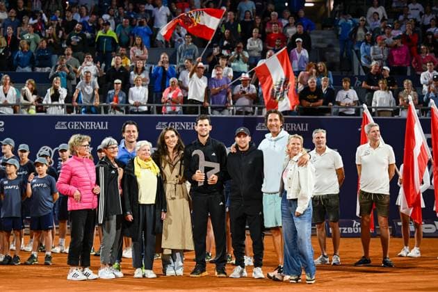 TENNIS - ATP, Tennis Herren Generali Open 2024 KITZBUEHEL,AUSTRIA,23.JUL.24 - TENNIS - ATP World Tour, Generali Open. Image shows Dominic Thiem (AUT) and his family.  GEPAxpictures xDanielxSchoenherr