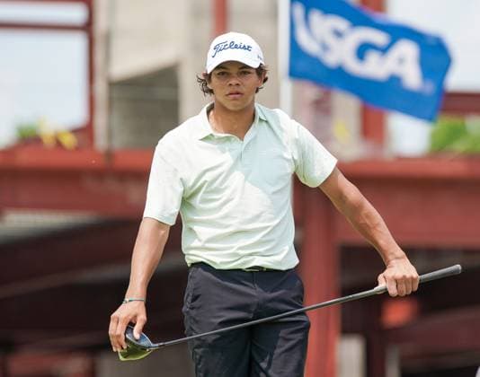 July 23, 2024, Bloomfield Hills, Michigan, USA: Charlie Woods (USA) prepares to tee off the 1st hole - North Course during the second round of the 2024 U.S. Junior Amateur Championship at Oakland Hills Country Club. Bloomfield Hills USA - ZUMAw109 20240723_fap_w109_006 Copyright: xDebbyxWongx