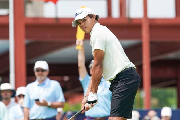 July 23, 2024, Bloomfield Hills, Michigan, USA: Charlie Woods (USA) tees off the first hole - North Course during the second round of the 2024 U.S. Junior Amateur Championship at Oakland Hills Country Club. Bloomfield Hills USA - ZUMAw109 20240723_fap_w109_003 Copyright: xDebbyxWongx