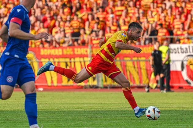 2024.07.23 Poniewiez Pilka nozna, UEFA Liga Mistrzow, sezon 2024 2025 FK Panevezys - Jagiellonia Bialystok N z Michal Sacek Foto Paulius Zidonis PressFocus 2024.07.23 Poniewiez Football, UEFA Champions League, 2024 25 season FK Panevezys - Jagiellonia Bialystok Michal Sacek Credit: Paulius Zidonis PressFocus NEWSPIX.PL --- Newspix.pl  20240723PF_ZZI_52364