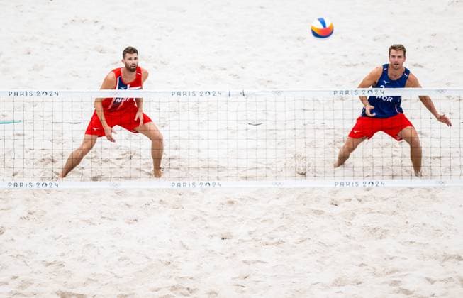 240723 Anders Berntsen Mol and Christian Sandlie Sorum of Norway at a Beach Volleyball training during day 3 of the Paris 2024 Olympic Games on July 23, 2024 in Paris Photo Petter Arvidson BILDBYRAN kod PA PA0839 bbeng olympic games olympics os ol olympiska spel olympiske leker paris 2024 paris os paris ol beachvolleyboll beach volleyball sandvolleyball norge norway  Copyright: PETTERxARVIDSON BB240723PA145