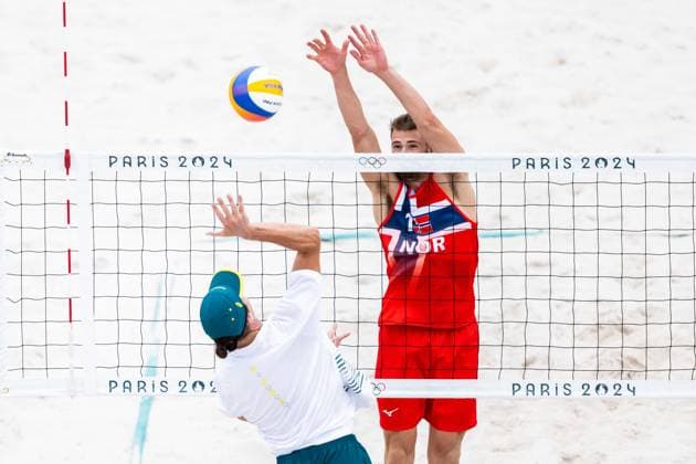 240723 Anders Berntsen Mol of Norway at a Beach Volleyball training during day 3 of the Paris 2024 Olympic Games on July 23, 2024 in Paris Photo Petter Arvidson BILDBYRAN kod PA PA0839 bbeng olympic games olympics os ol olympiska spel olympiske leker paris 2024 paris os paris ol beachvolleyboll beach volleyball sandvolleyball norge norway  Copyright: PETTERxARVIDSON BB240723PA147