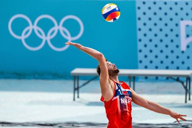 240723 Anders Berntsen Mol of Norway at a Beach Volleyball training during day 3 of the Paris 2024 Olympic Games on July 23, 2024 in Paris Photo Petter Arvidson BILDBYRAN kod PA PA0839 bbeng olympic games olympics os ol olympiska spel olympiske leker paris 2024 paris os paris ol beachvolleyboll beach volleyball sandvolleyball norge norway  Copyright: PETTERxARVIDSON BB240723PA157