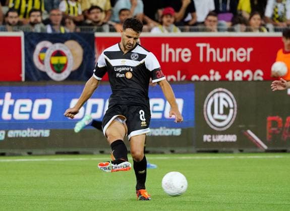 Anton Geisser 23 07 2024 Thun Switzerland Soccer Men 2024 2025 Qualification UEFA Champions League FC Lugano Fenerbahce SK Istanbul Picture Anto Grgic FC Lugano Action Single Image
