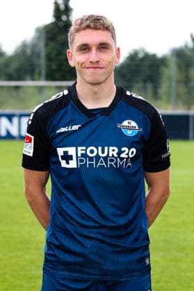 Luca Herrmann, SC Paderborn 2 Football Bundesliga portrait appointment 2 BL 2024 2025 official photo appointment SC Paderborn in the training and youth performance center portrait, portrait, single image, Germany, football, men, GER, 23 07 2024 Christian Schroedter
