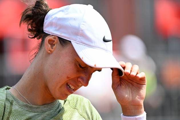 Ukrainian tennis player Anhelina Kalinina (pictured) in action against Magdalena Frech from Poland during the WTA, Tennis Damen women s tennis tournament Livesport Prague Open 2024, in Prague, Czech Republic, on July 24, 2024. (CTKxPhoto MichalxKamaryt) CTKPhotoP2024072404153  CTKPhotoP2024072404153